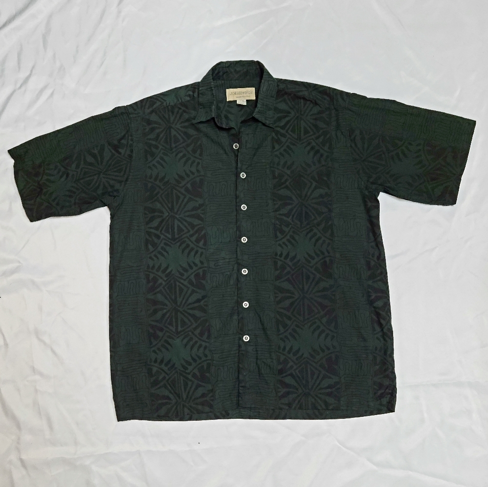 Johari West Mens Hawaiian Shirt XLT Dark Green